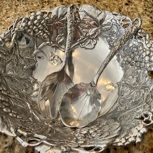 Pewter Arthur Court Grape Bowl and Serving Utensils